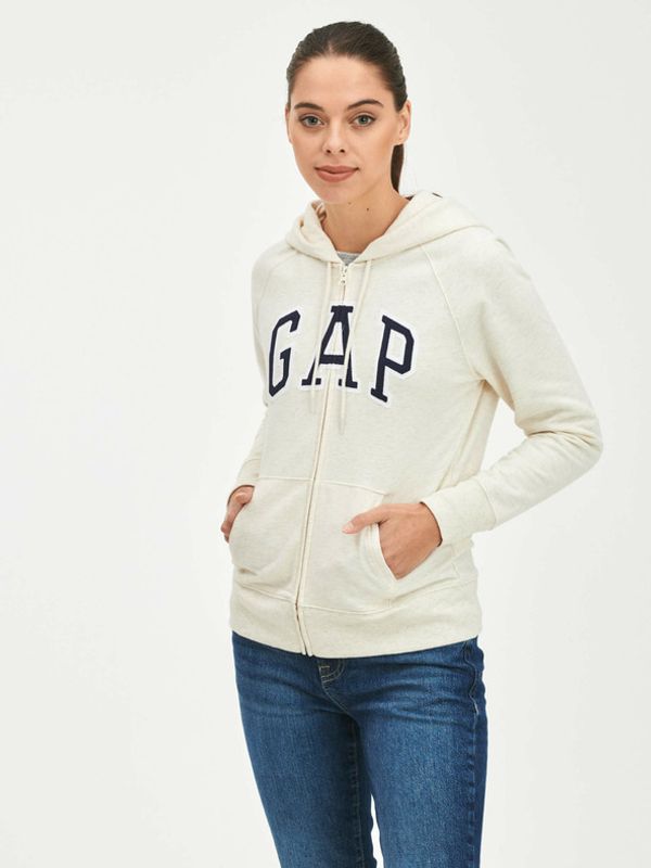 GAP GAP Logo full-zip hoodie Pulover Bež