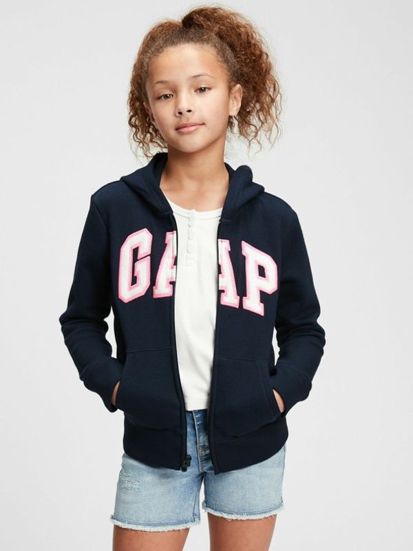 GAP GAP Logo zip hoodie Pulover Modra