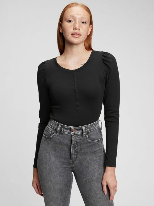 GAP GAP Modern Henley Long Majica Črna