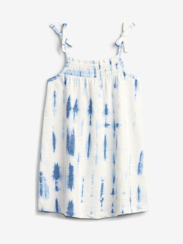 GAP GAP Tie-Dye Smocked Otroška obleka Modra Bela