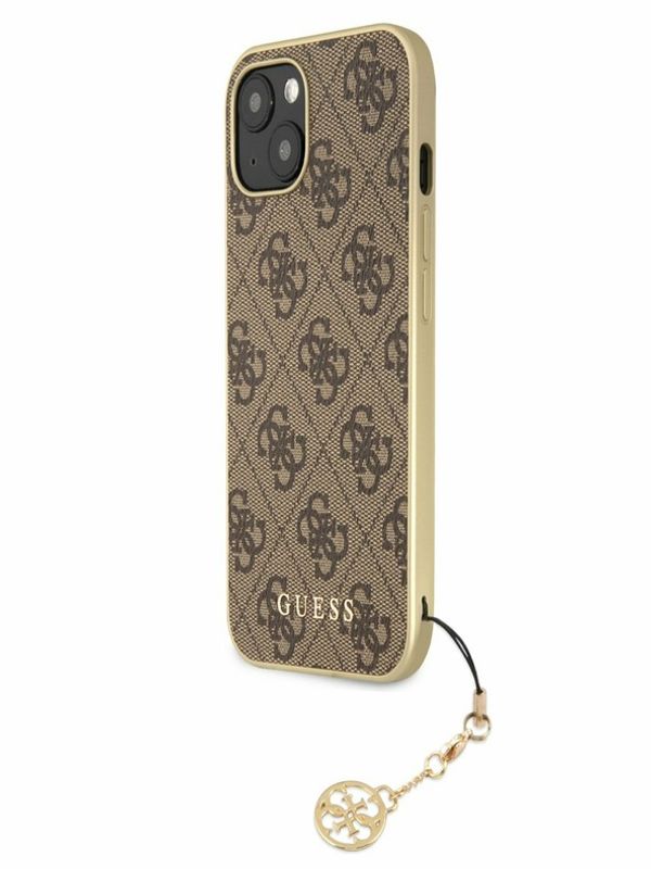 Guess Guess 4G Charm Zadní Kryt pro iPhone 13 Brown Ovitek za telefon Vijolična