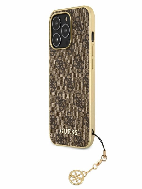 Guess Guess 4G Charm Zadní Kryt pro iPhone 13 Pro Max Brown Ovitek za telefon Vijolična