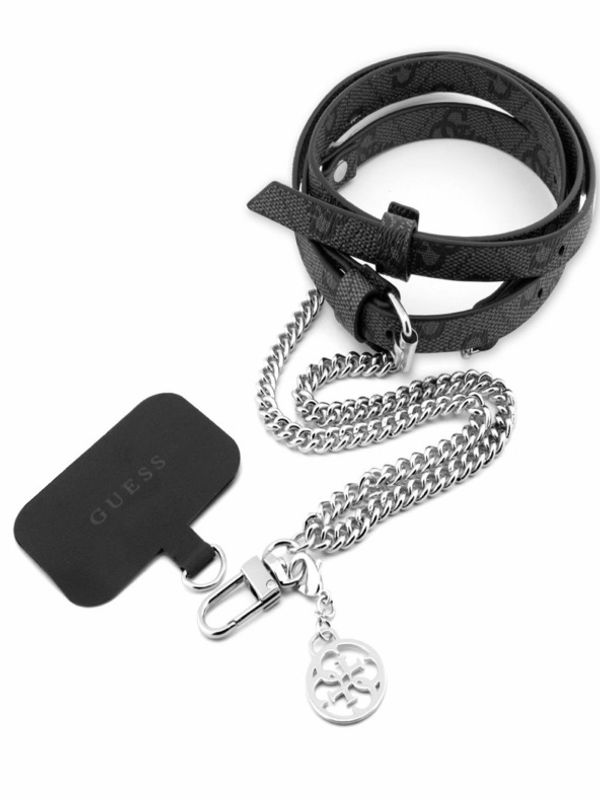 Guess Guess Crossbody Popruh PU 4G Chain with Charm Silver/Black Ovitek za telefon Vijolična