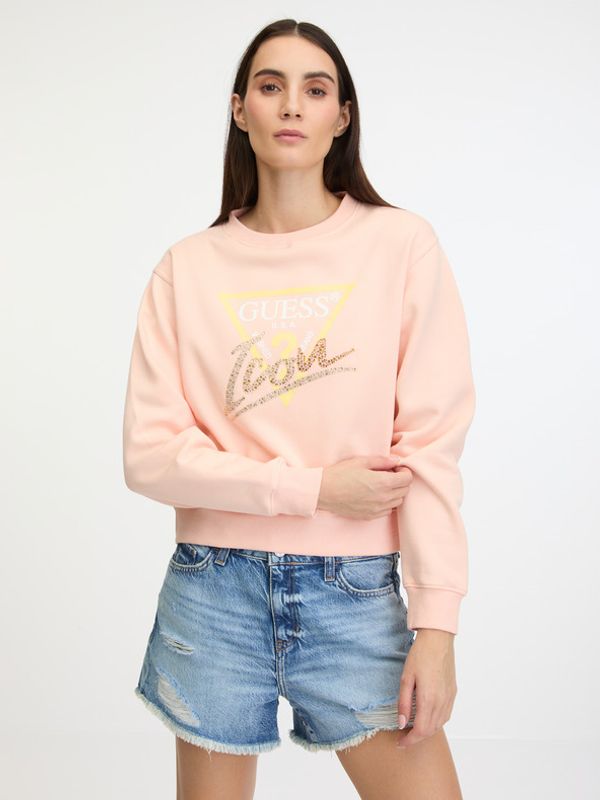 Guess Guess Icon Sweatshirt Pulover Oranžna