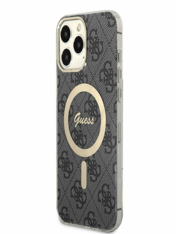 Guess Guess IML 4G MagSafe Zadní Kryt pro iPhone 13 Pro Max Black Ovitek za telefon Vijolična