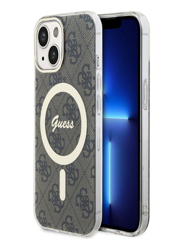 Guess Guess IML 4G MagSafe Zadní Kryt pro iPhone 15 Brown Ovitek za telefon Vijolična