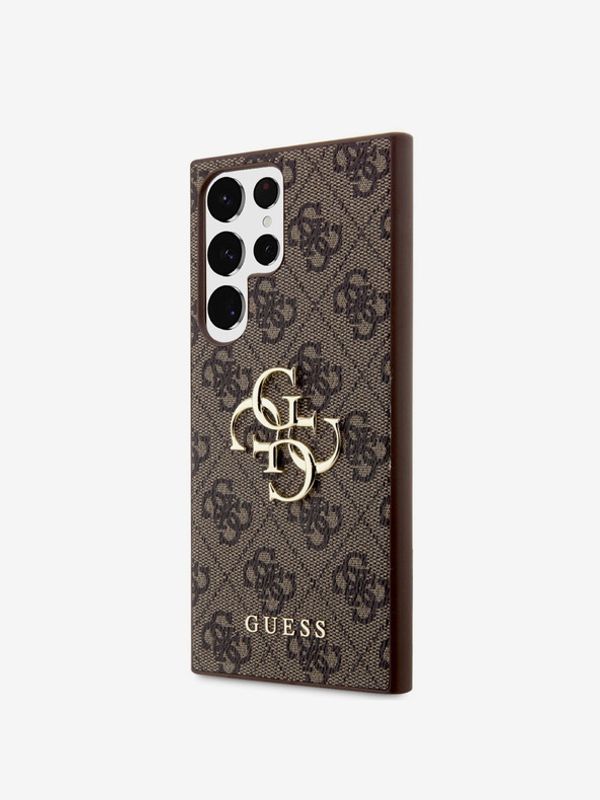 Guess Guess PU 4G Metal Logo Samsung Galaxy S23 Ultra Brown Ovitek za telefon Vijolična