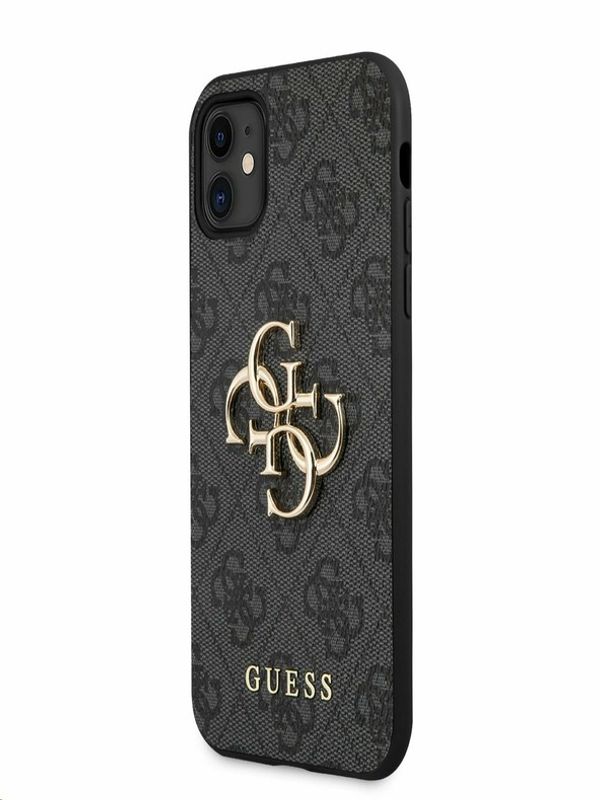 Guess Guess PU 4G Metal Logo Zadní Kryt pro iPhone 11 Grey Ovitek za telefon Vijolična