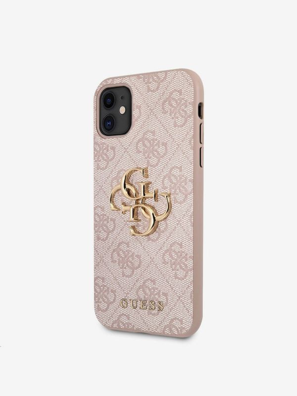 Guess Guess PU 4G Metal Logo Zadní Kryt pro iPhone 11 Pink Ovitek za telefon Vijolična