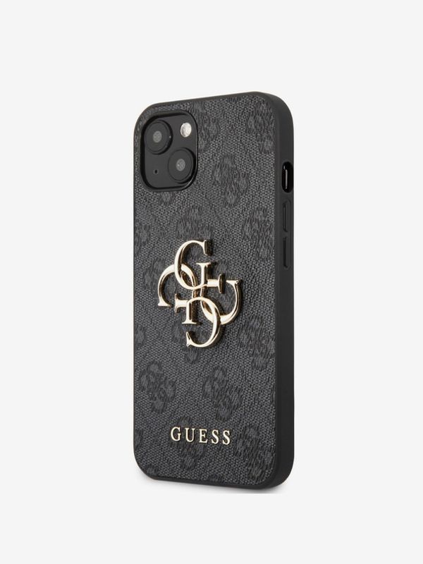 Guess Guess PU 4G Metal Logo Zadní Kryt pro iPhone 13 Grey Ovitek za telefon Vijolična