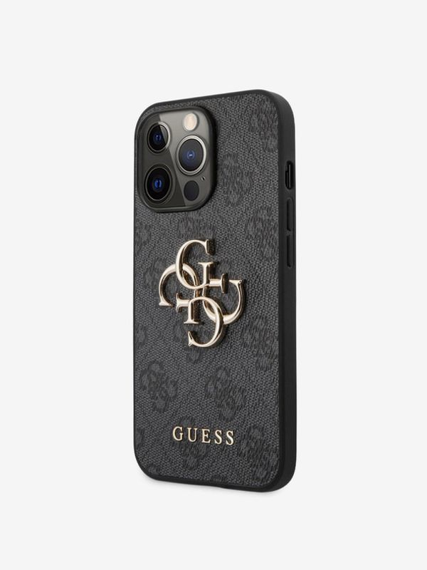 Guess Guess PU 4G Metal Logo Zadní Kryt pro iPhone 13 Pro Grey Ovitek za telefon Vijolična