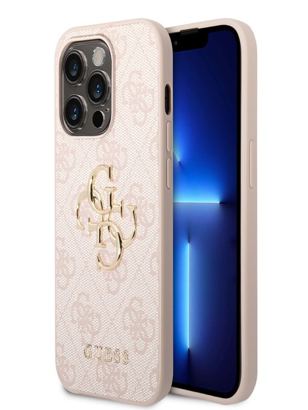 Guess Guess PU 4G Metal Logo Zadní Kryt pro iPhone 15 Pro Max Pink Ovitek za telefon Vijolična