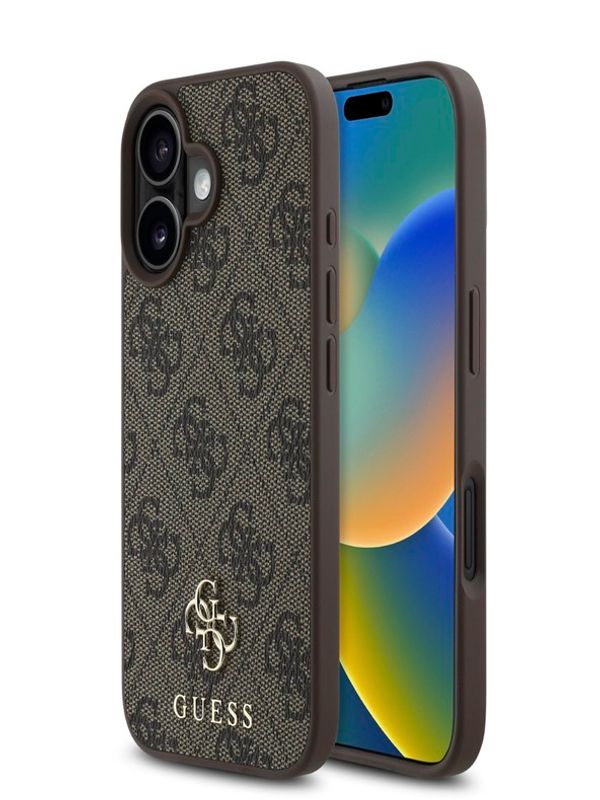 Guess Guess PU 4G Small Metal Logo MagSafe Zadní Kryt pro iPhone 16 Brown Ovitek za telefon Vijolična