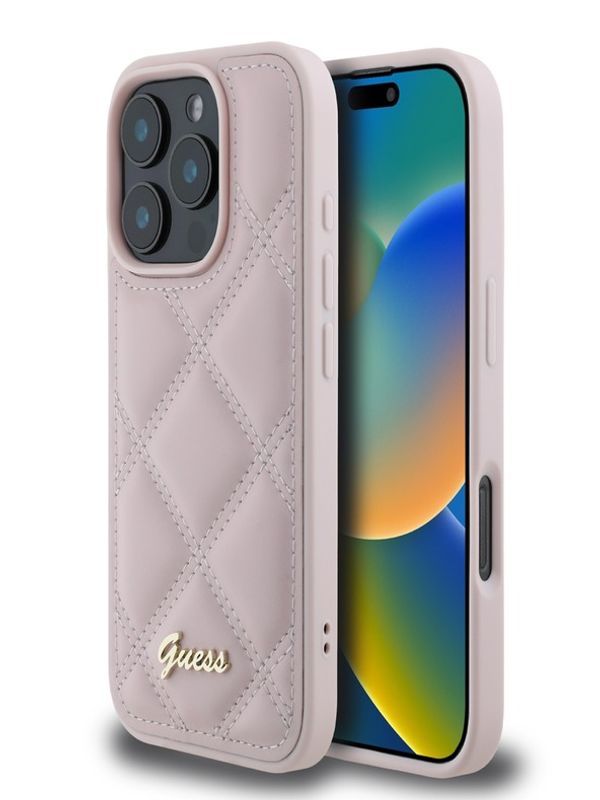 Guess Guess PU Leather Quilted Zadní Kryt pro iPhone 16 Pro Max Pink Ovitek za telefon Vijolična