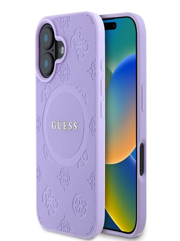 Guess Guess Saffiano Peony Stamp MagSafe Phone 16 Purple Ovitek za telefon Vijolična