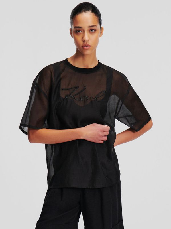 Karl Lagerfeld Karl Lagerfeld Organza T-shirt Majica Črna