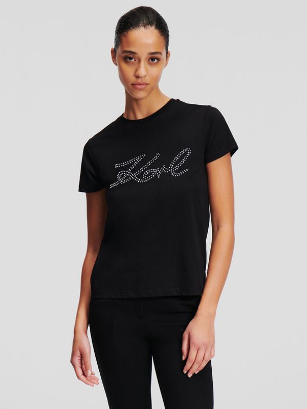 Karl Lagerfeld Karl Lagerfeld Rhinestone Logo Majica Črna