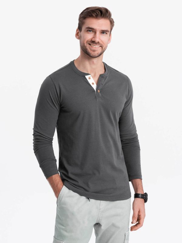 Ombre Clothing Ombre Clothing Henley Majica Siva