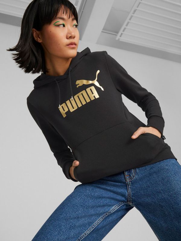 Puma Puma ESS+ Metallic Logo Hoodie TR Pulover Črna