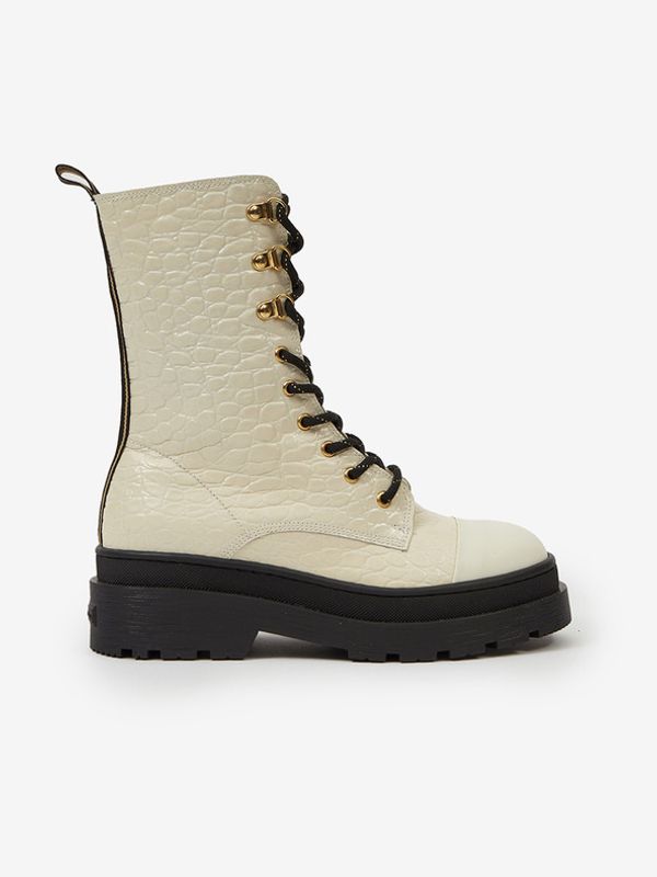 Scotch & Soda Scotch & Soda Aubri Mid Boot Off White Croco Gležnarji Bela