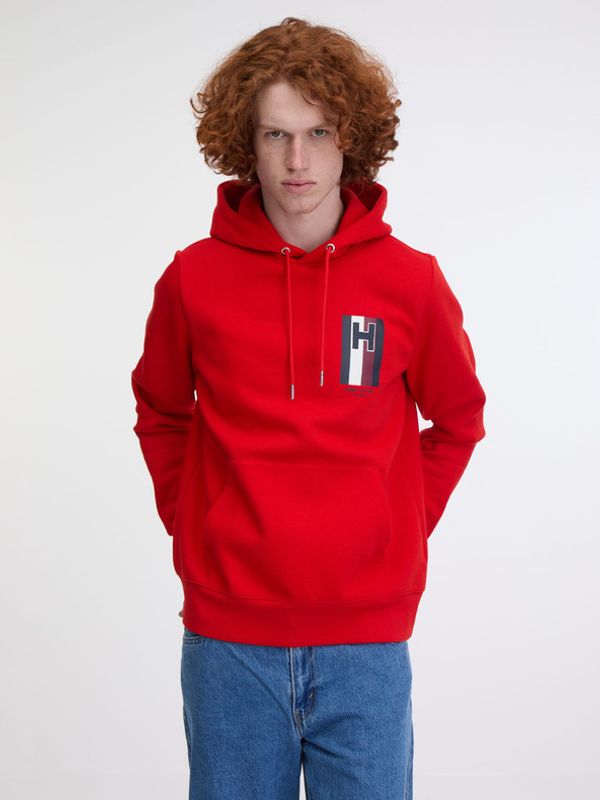 Tommy Hilfiger Tommy Hilfiger Emblem Hoodie Pulover Rdeča