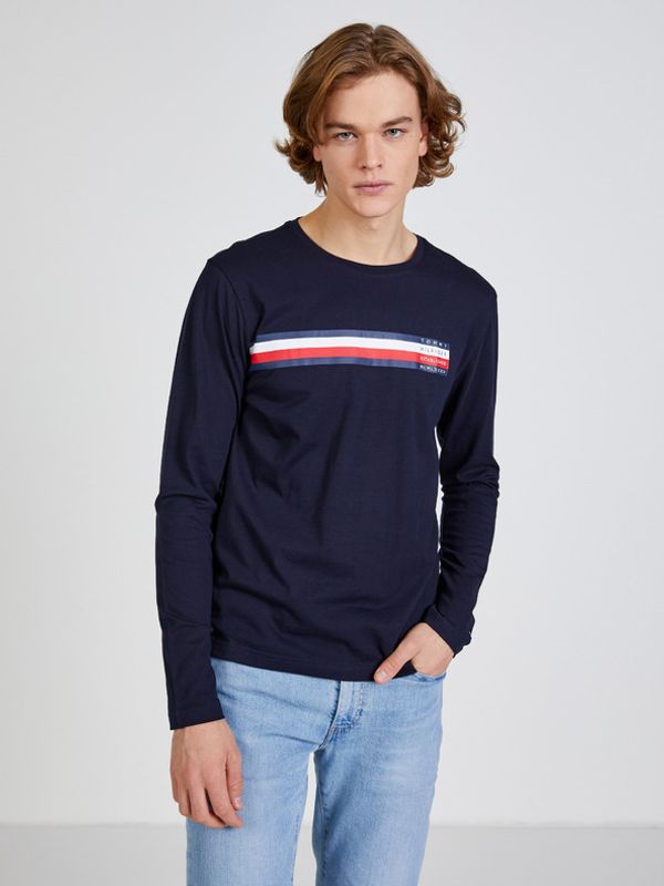 Tommy Hilfiger Tommy Hilfiger Sliced Bar Majica Modra