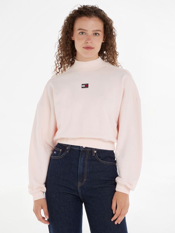 Tommy Jeans Tommy Jeans Mock Neck Badge Boxy Cropped Pulover Roza