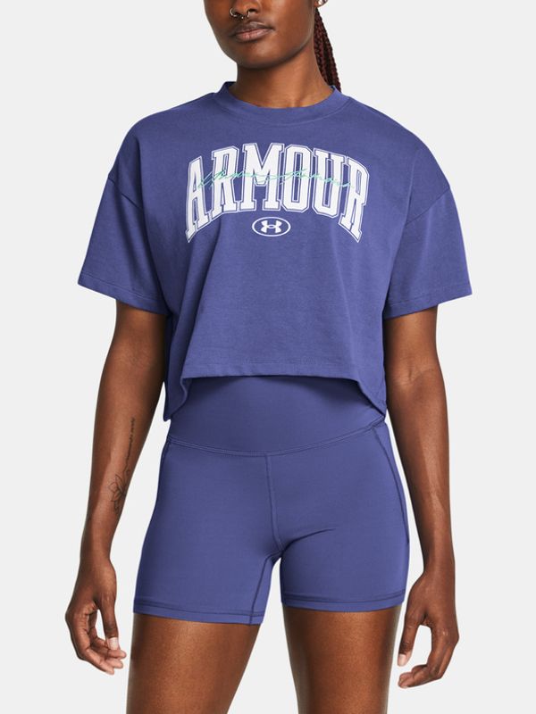 Under Armour Under Armour UA HW Scripted WM Crop SS Majica Vijolična